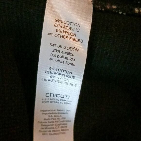 Chico's Cardigan Sweater Black White Knit Metallic One Button Womens Size XS - Picture 7 of 9